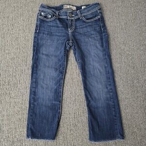 BKE Addison Capri Jeans 27 Dark Wash Cutoff‎ Raw Hem Thick Stitch
